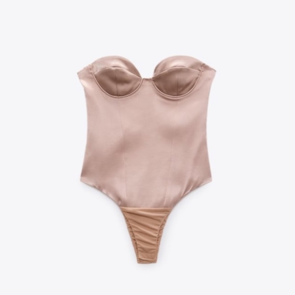 Zara Strapless Satin Bodysuit - NWT
